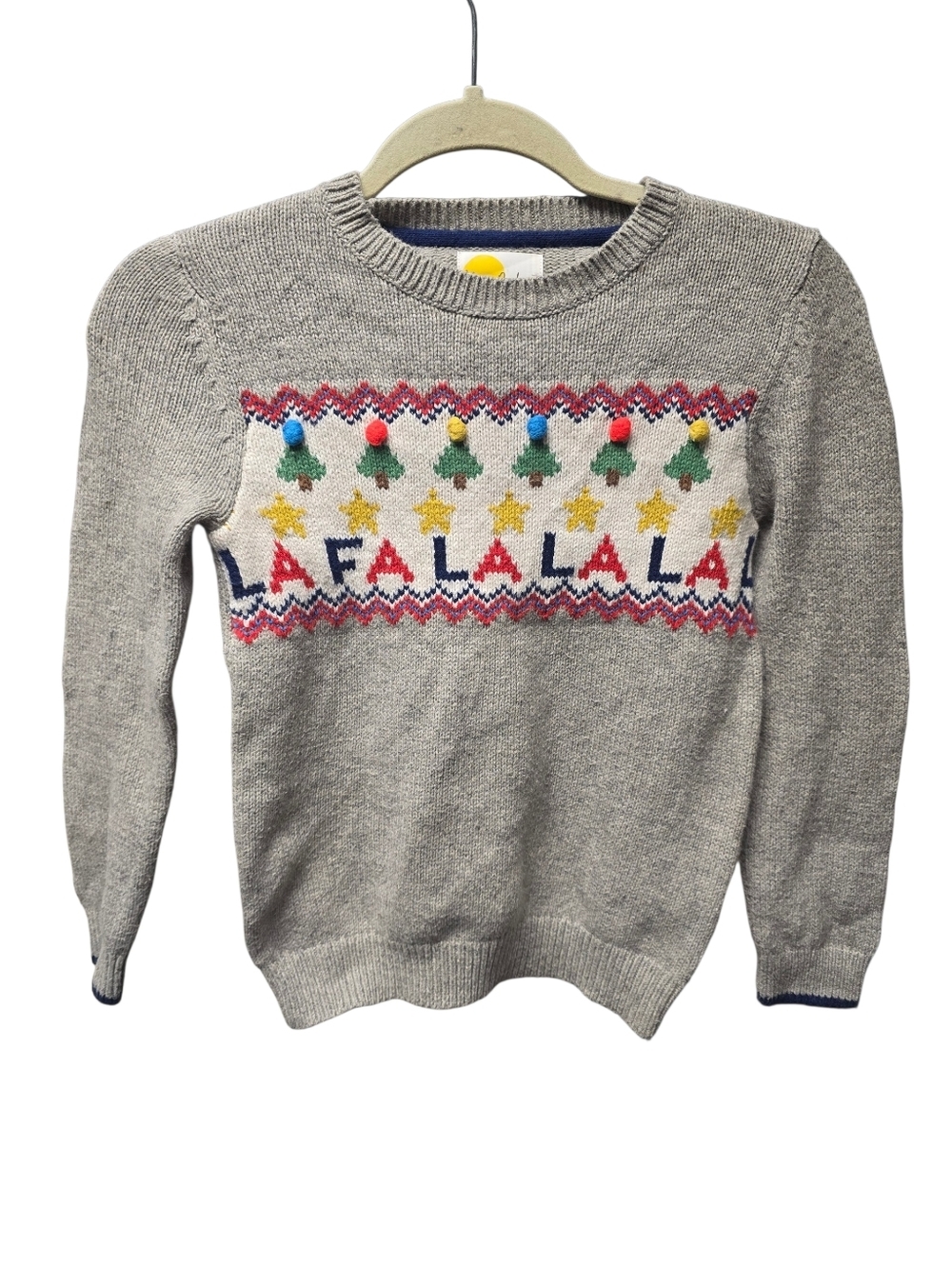 Mini Boden Christmas Crew Neck Kids Sz. 6-7 FA LA LA